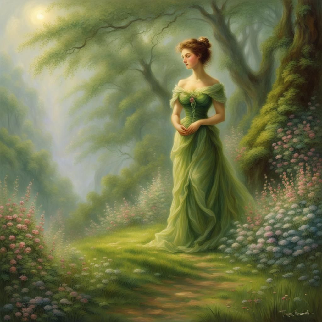 nature woman renaissance style painting