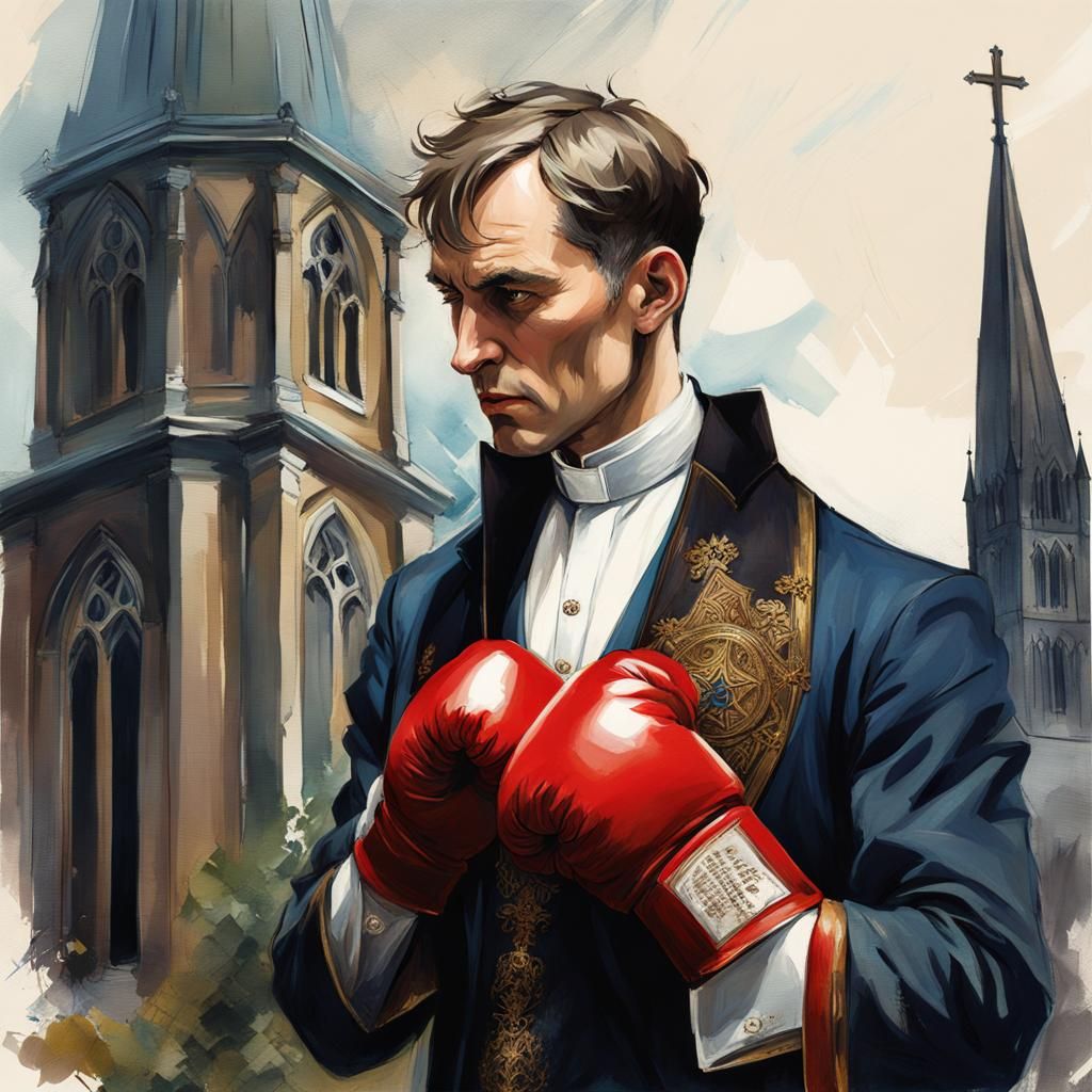 Vicar Ready to Box in Ashcan School Style