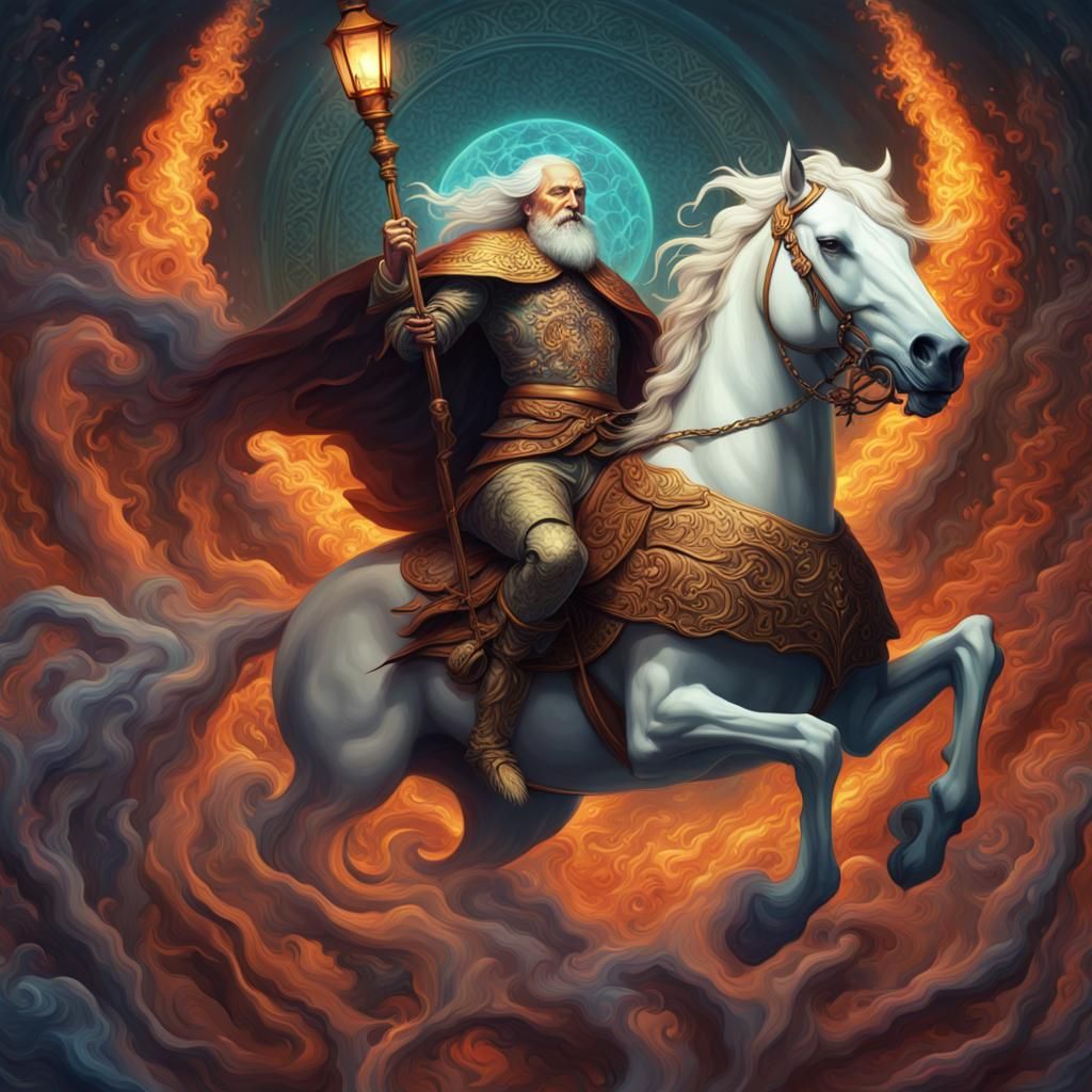 Death Rides Pale Horse in Arts and Crafts Style