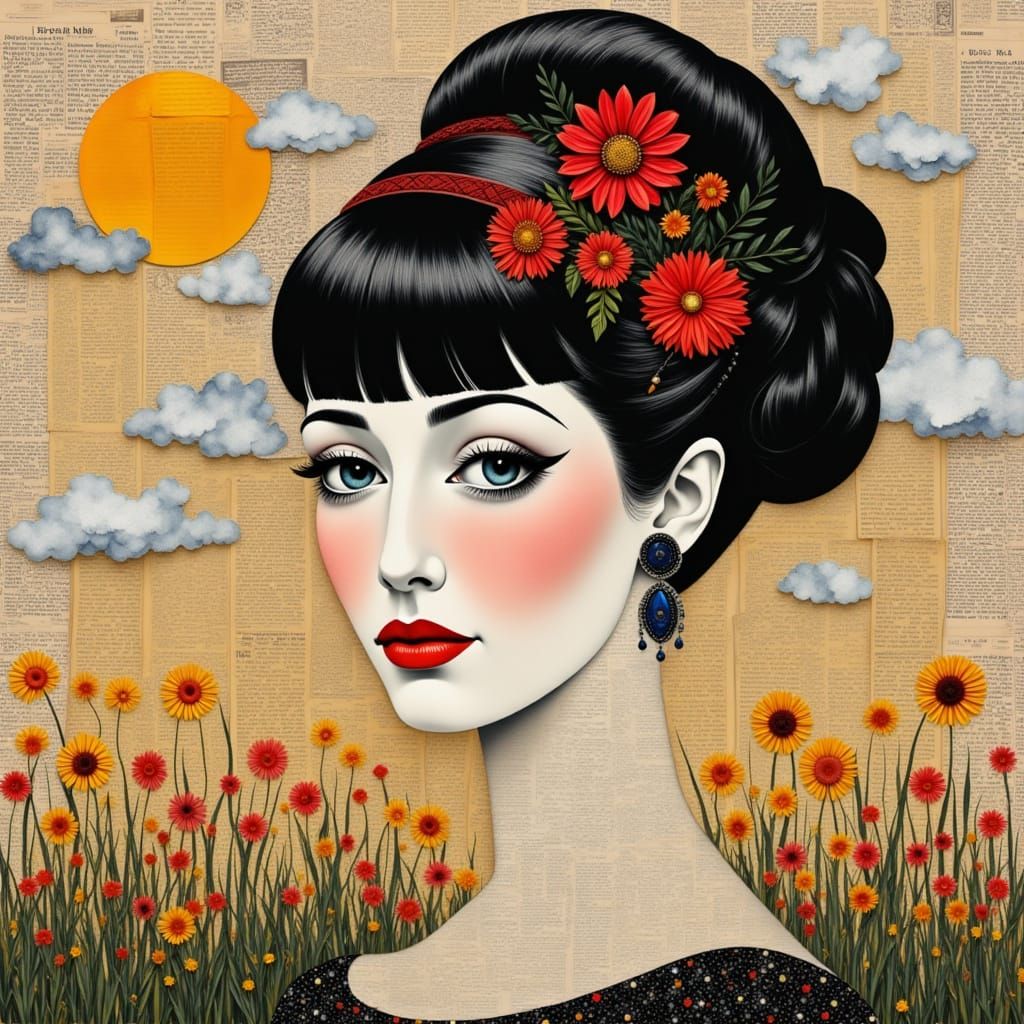 Retro Woman in 60s Style Collage