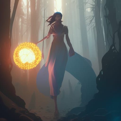 Old Mage Summons Metal Balls in Detailed VFX Portrait