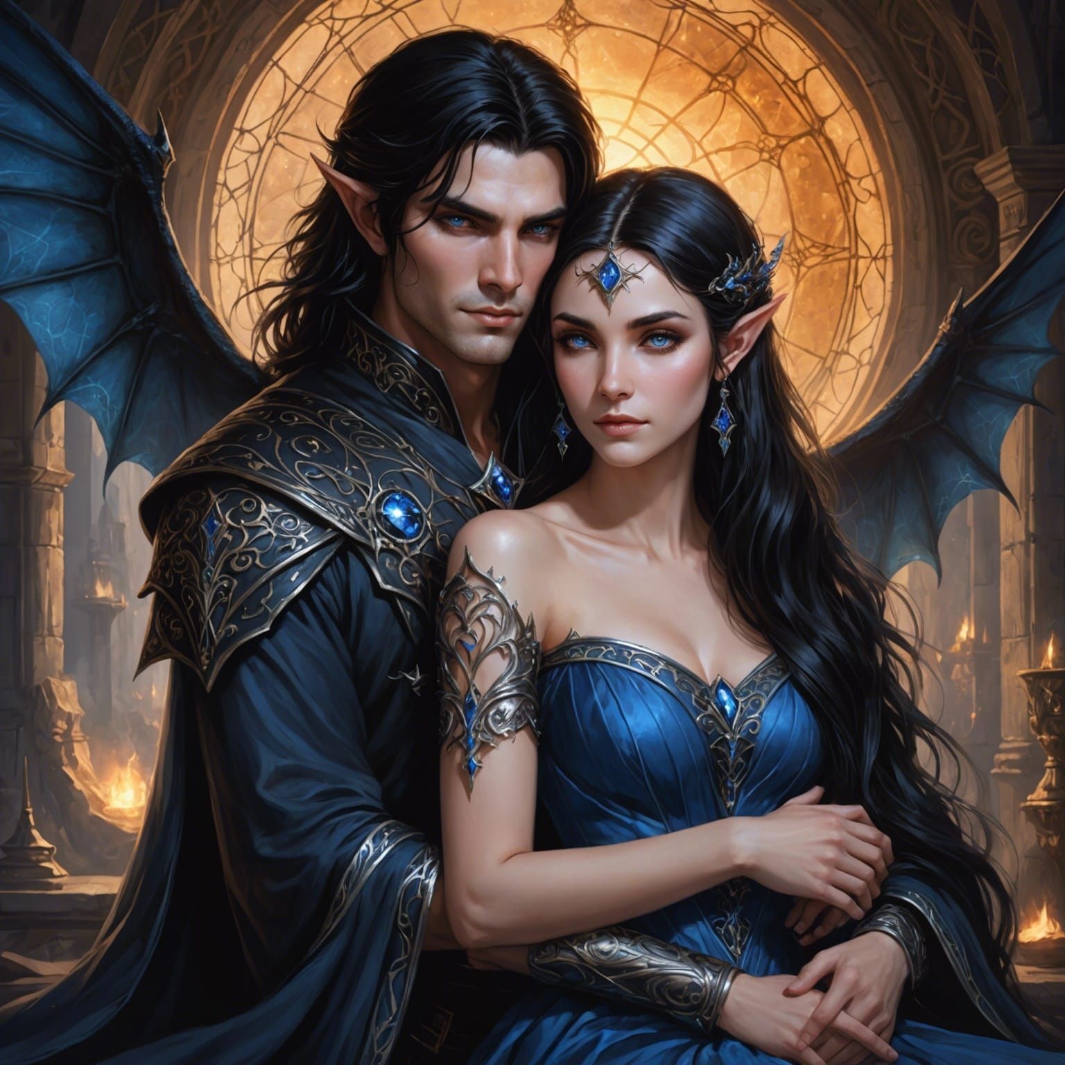 Elven Sorceress and Demon King Embrace