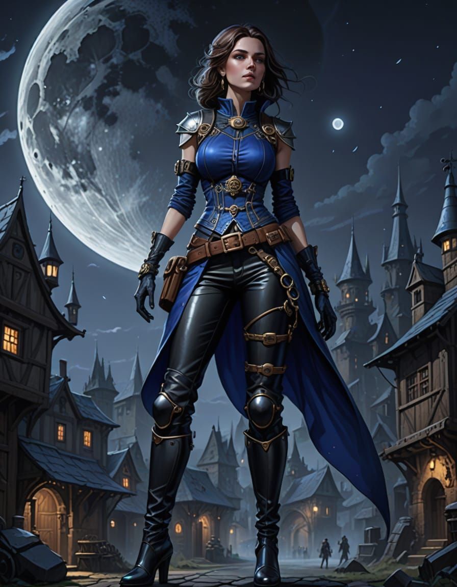 Dark Fantasy Royal in a Moonlit Medieval Village