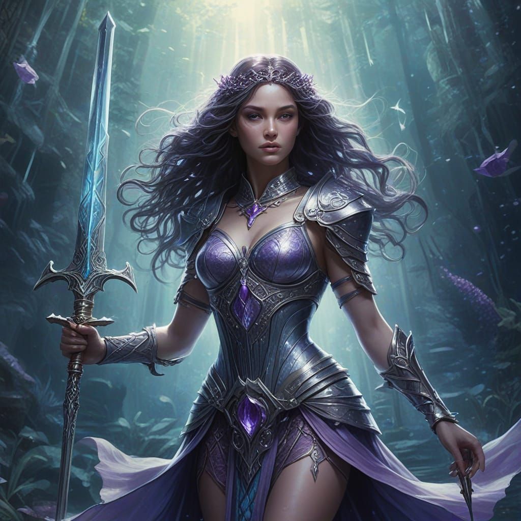 Ethereal Pisces Warrior in Mystical Underwater Realm