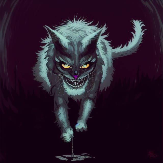 Gothic Demon Cat Digital Illustration