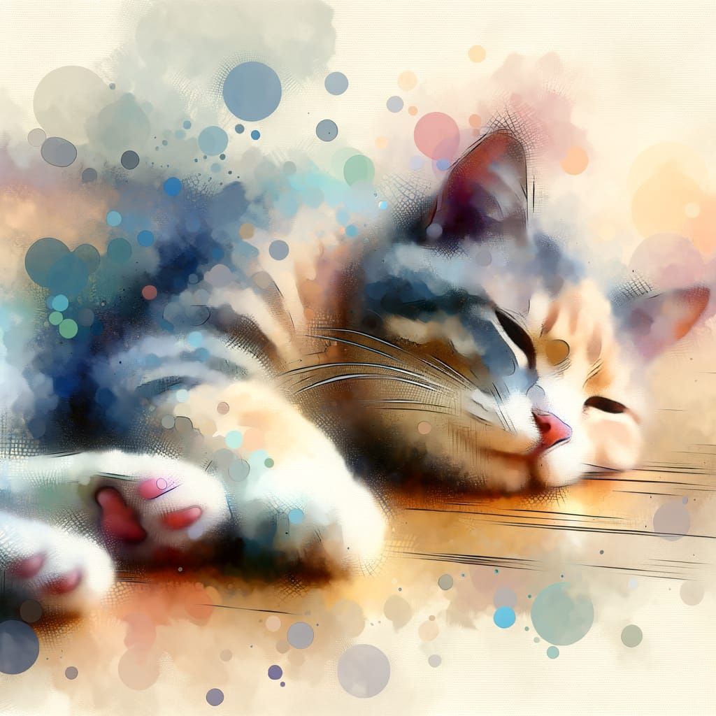 Minimalist Watercolor Cat in Pastel Shades