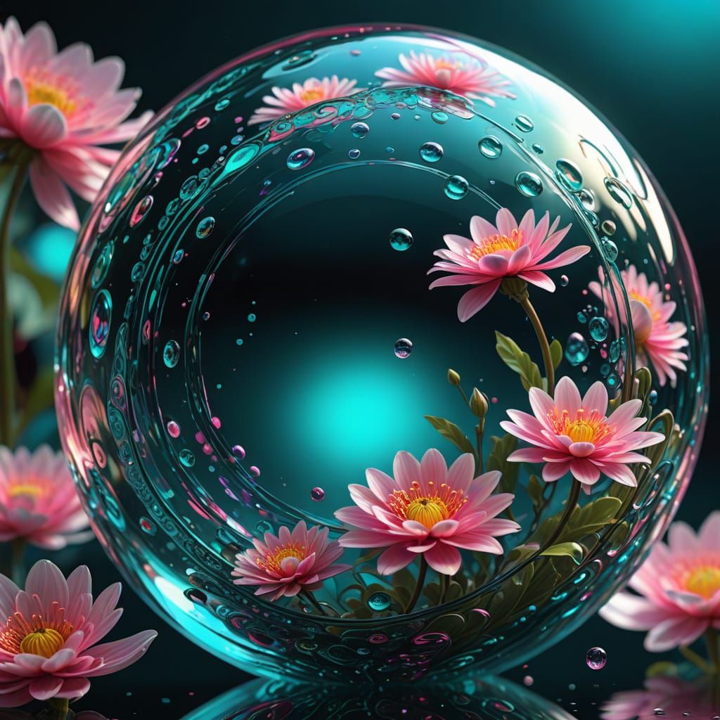 Abstract Sphere with Swirling Colors as Digital Art