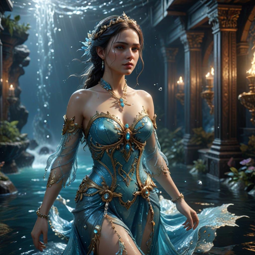 Enchanting Water Nymph in Majestic Underwater Realm