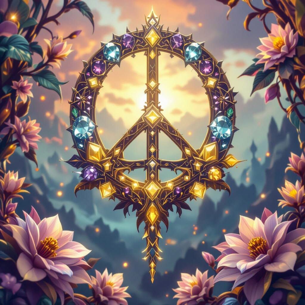 Diamond Peace Sign in Dark Fantasy Style