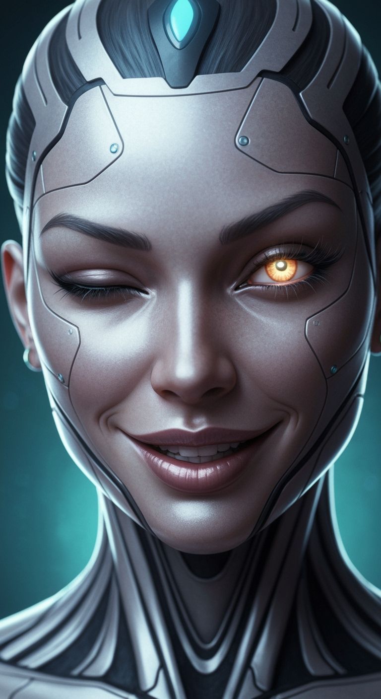 Hyperrealistic AI Portrait with Mischievous Wink