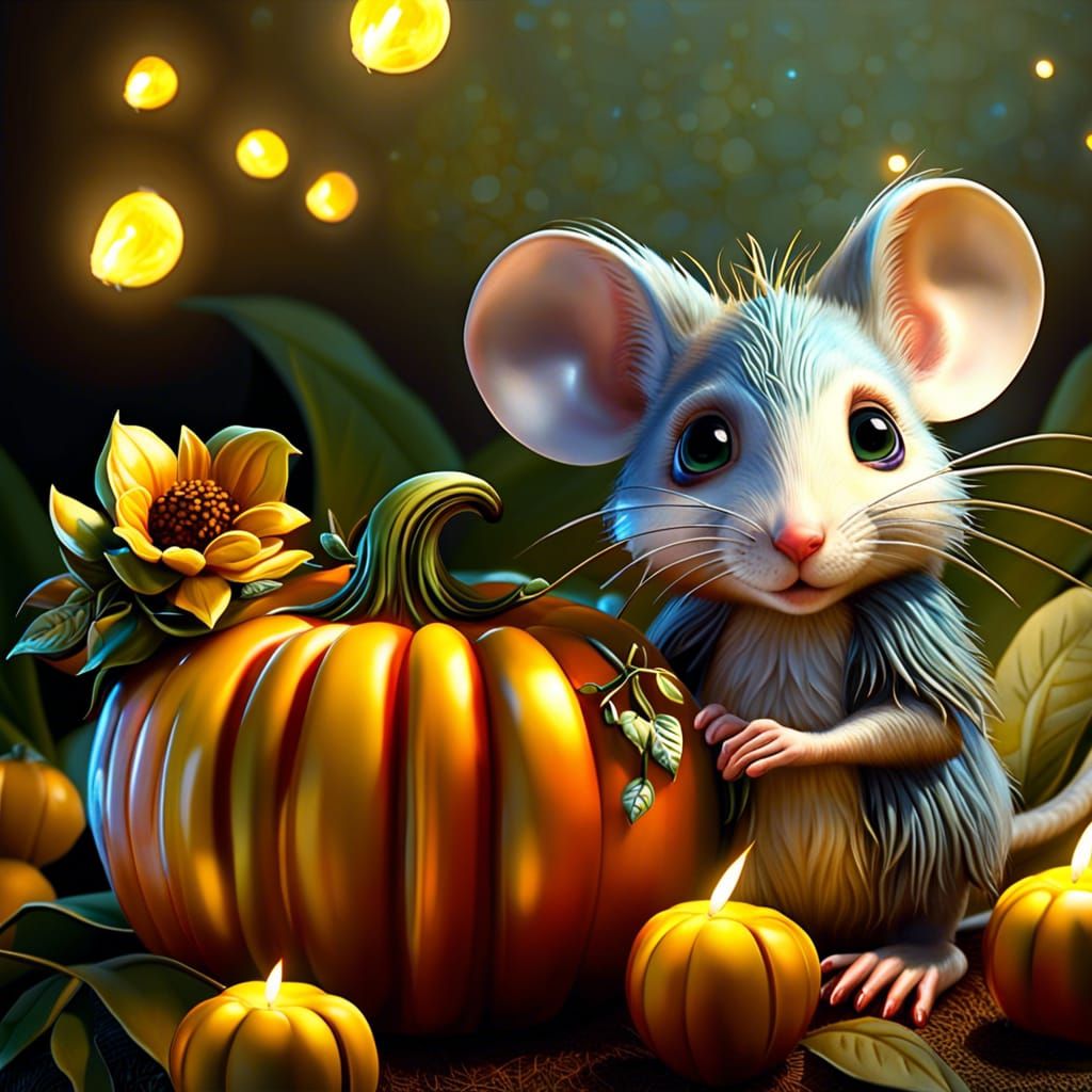 Charming 3D Mice in Disney Style Autumn Scene