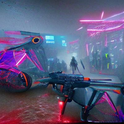 Cyberpunk 2099 Sci-Fi Battlefield with Neon