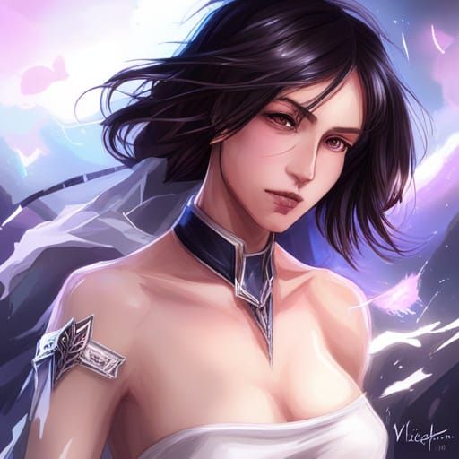 Rukia Lightning Portrait in Art Nouveau Style
