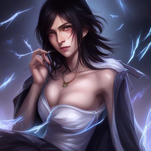Lightning Butterfly Portrait in Digital Art Style
