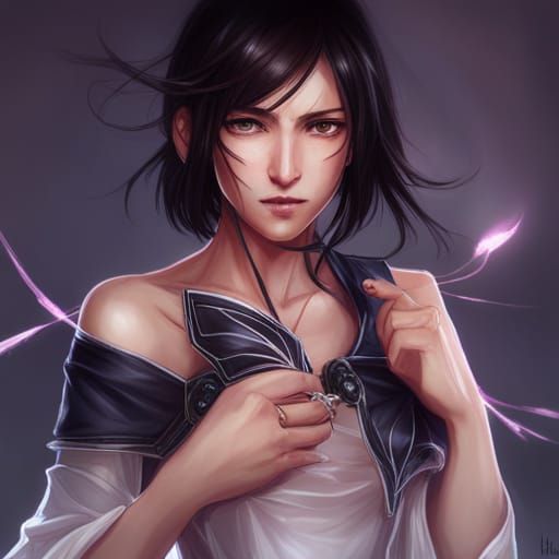 Lightning Attire Portrait with Black Butterfly