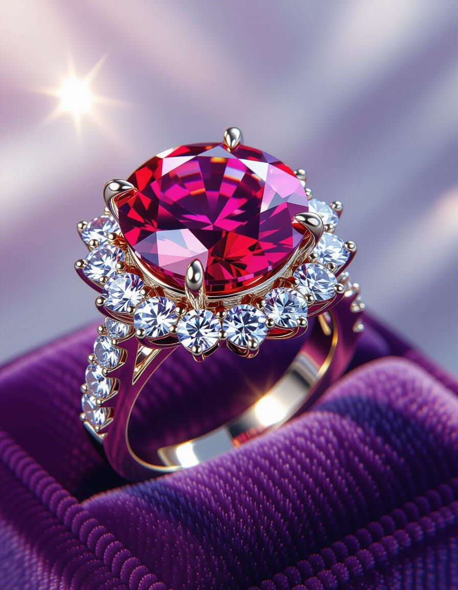 Magnificent Kingly Ruby Gemstone Wedding Ring in 3D Style