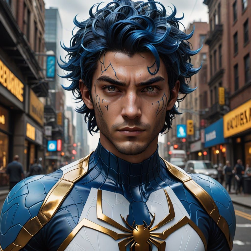 Marvel-Style Superhero with Heterochromia