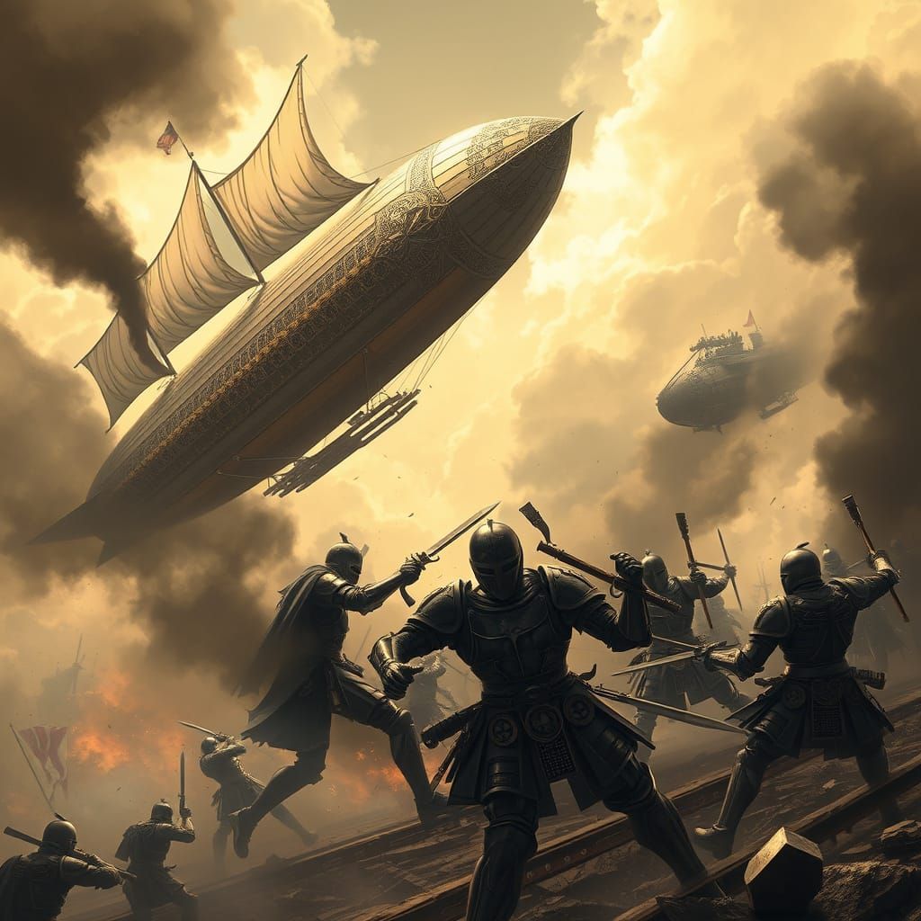 Majestic Airship Dominates Steampunk Battlefield