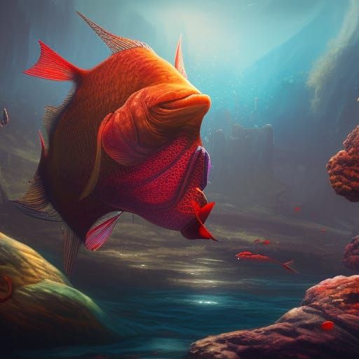 Fantastical Fish in the Sea: Detailed Matte Painting