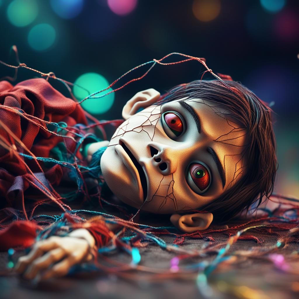 Broken Puppet with Tangled Strings: Digital Art