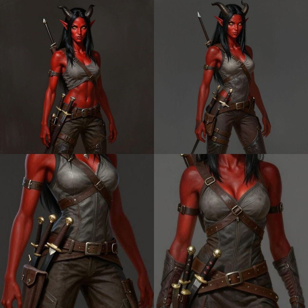 Fantasy Tiefling Rogue Portrait in Painterly Style