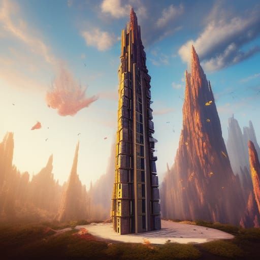 Jenga Tower Reaching into the Sky