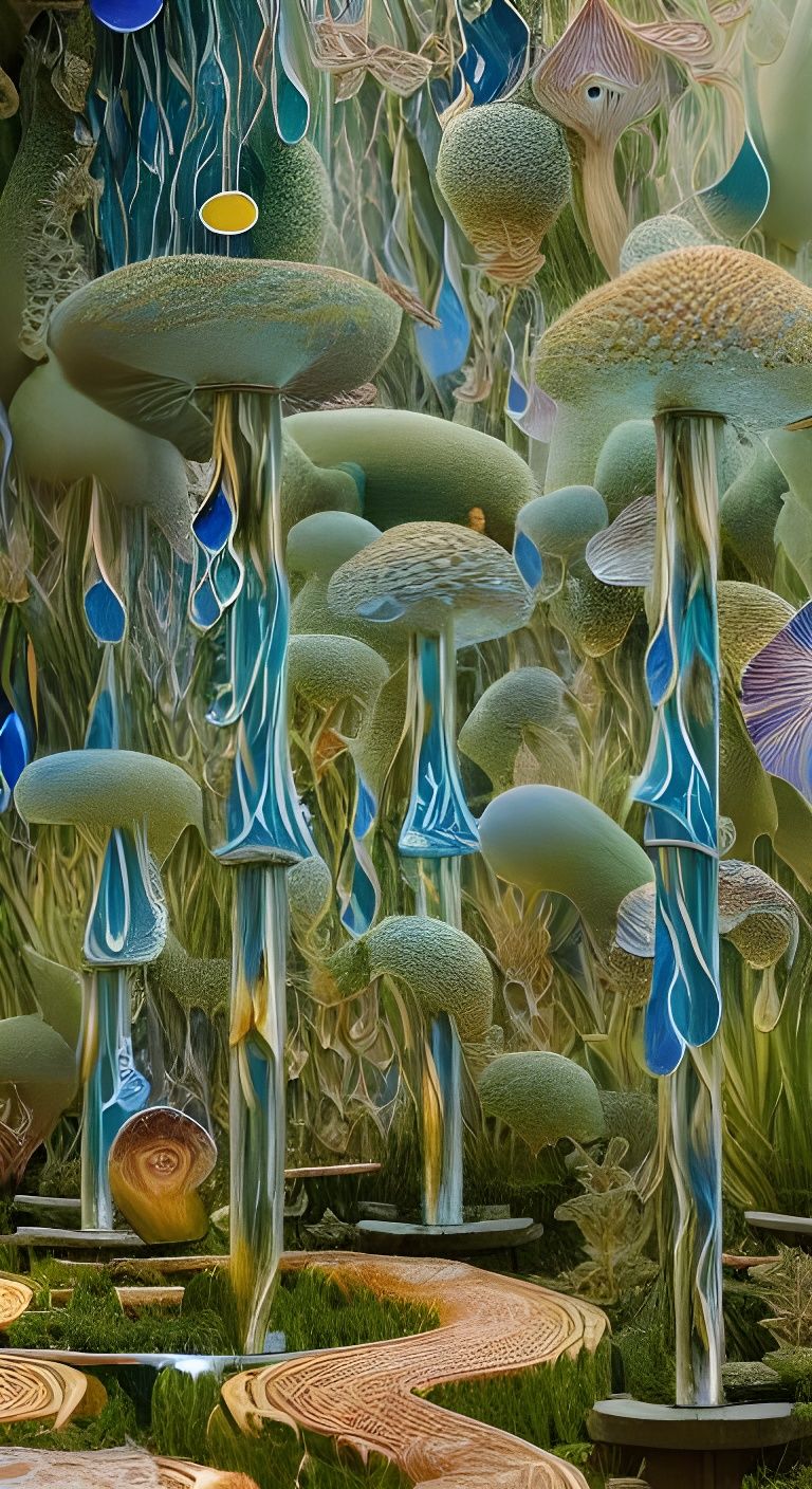 Surreal Water Fountains Compose Poems in Starship