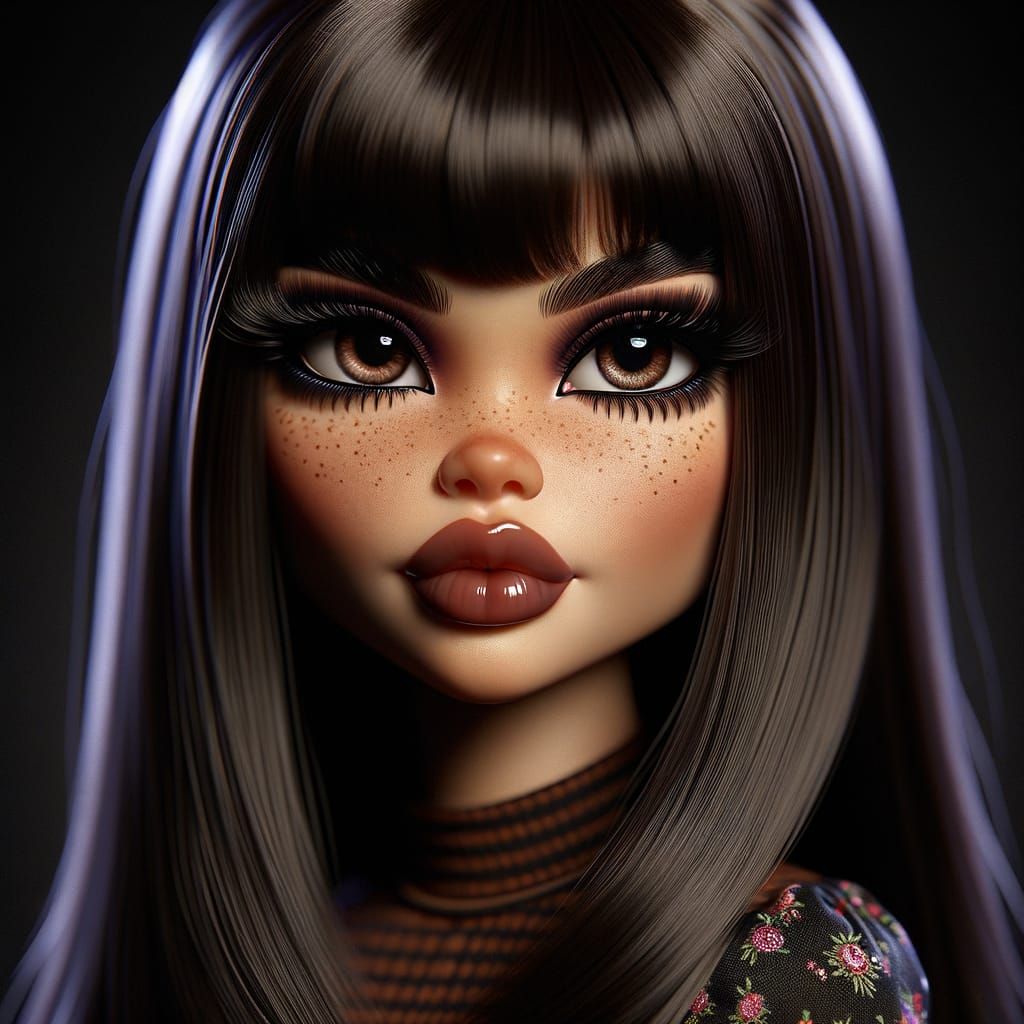 Sassy Bratz-Inspired Doll in Deep Fantasy Concept Art Style