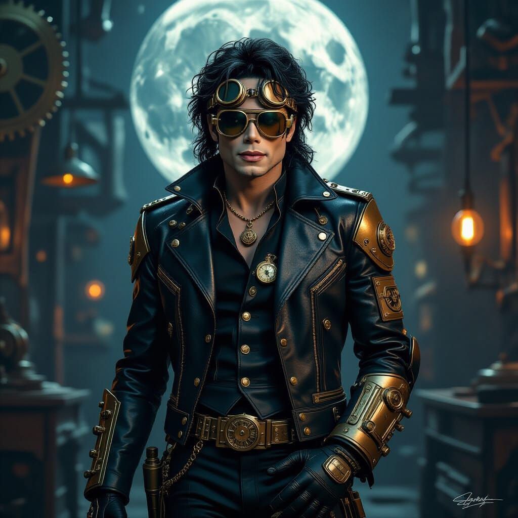 Steampunk Michael Jackson Moonwalking in Clockwork Style