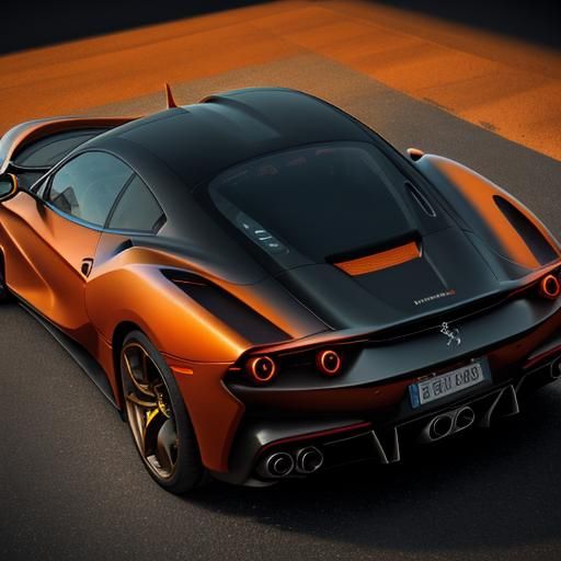 Ferrari in Orange Sunset: Matte Painting