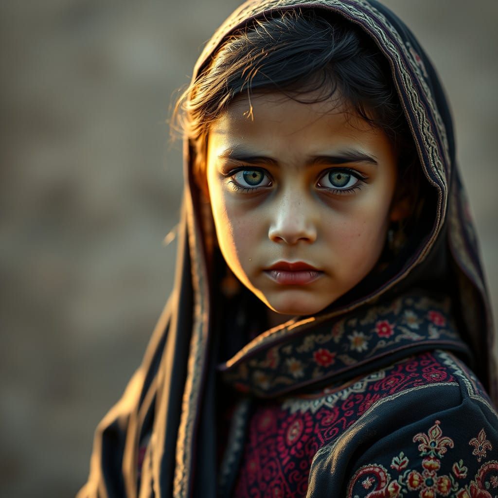 Innocent Afghan Beauty in Traditional Attire