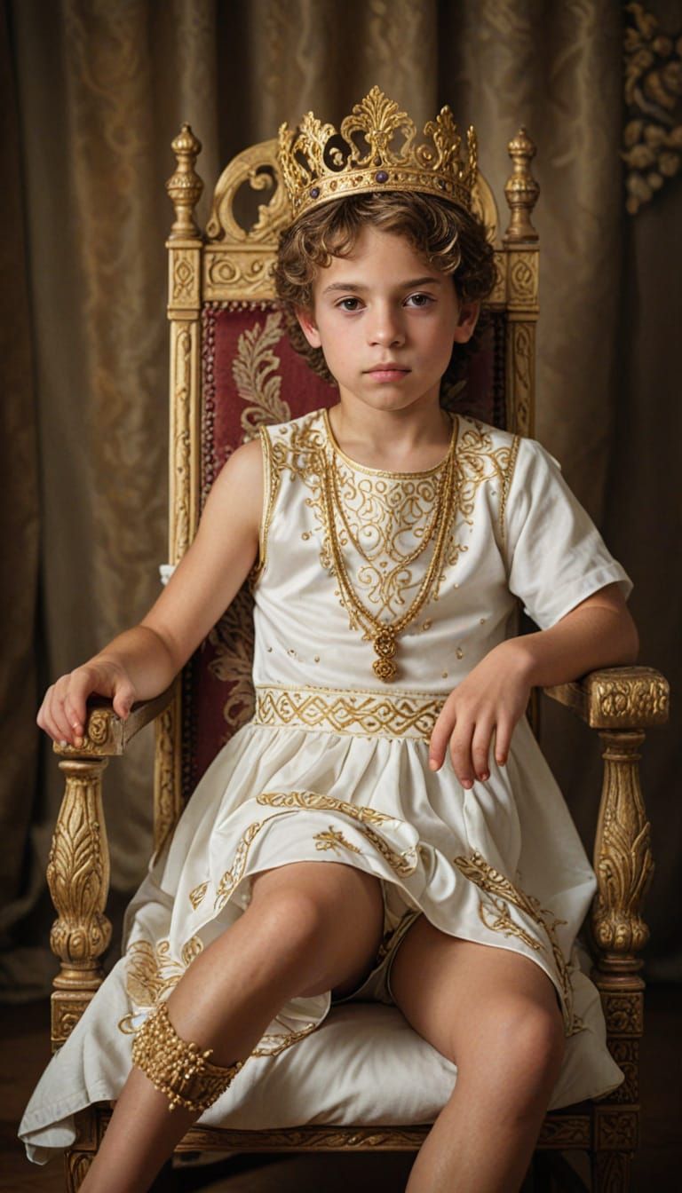 Young Prince on Gold Throne in Renaissance Portrait