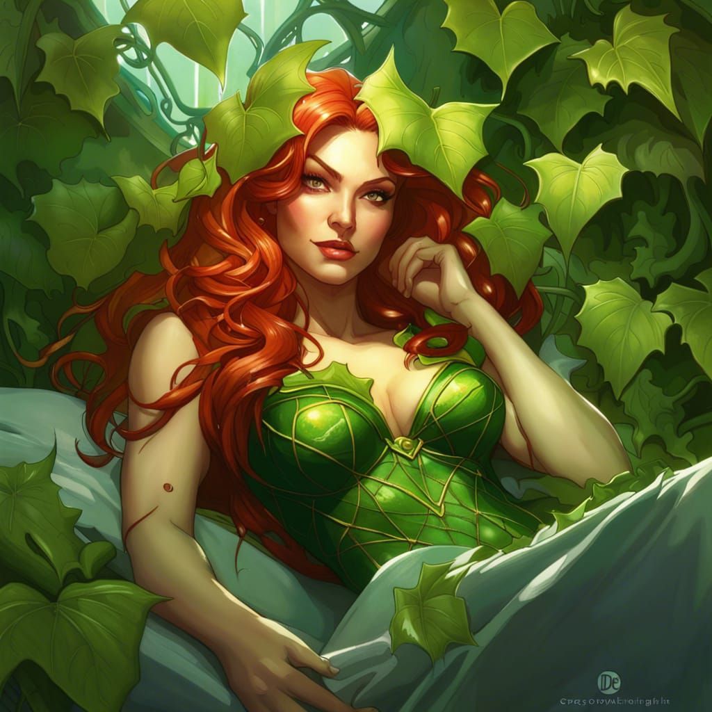 Poison Ivy: Goddess of Plants in Art Nouveau Style