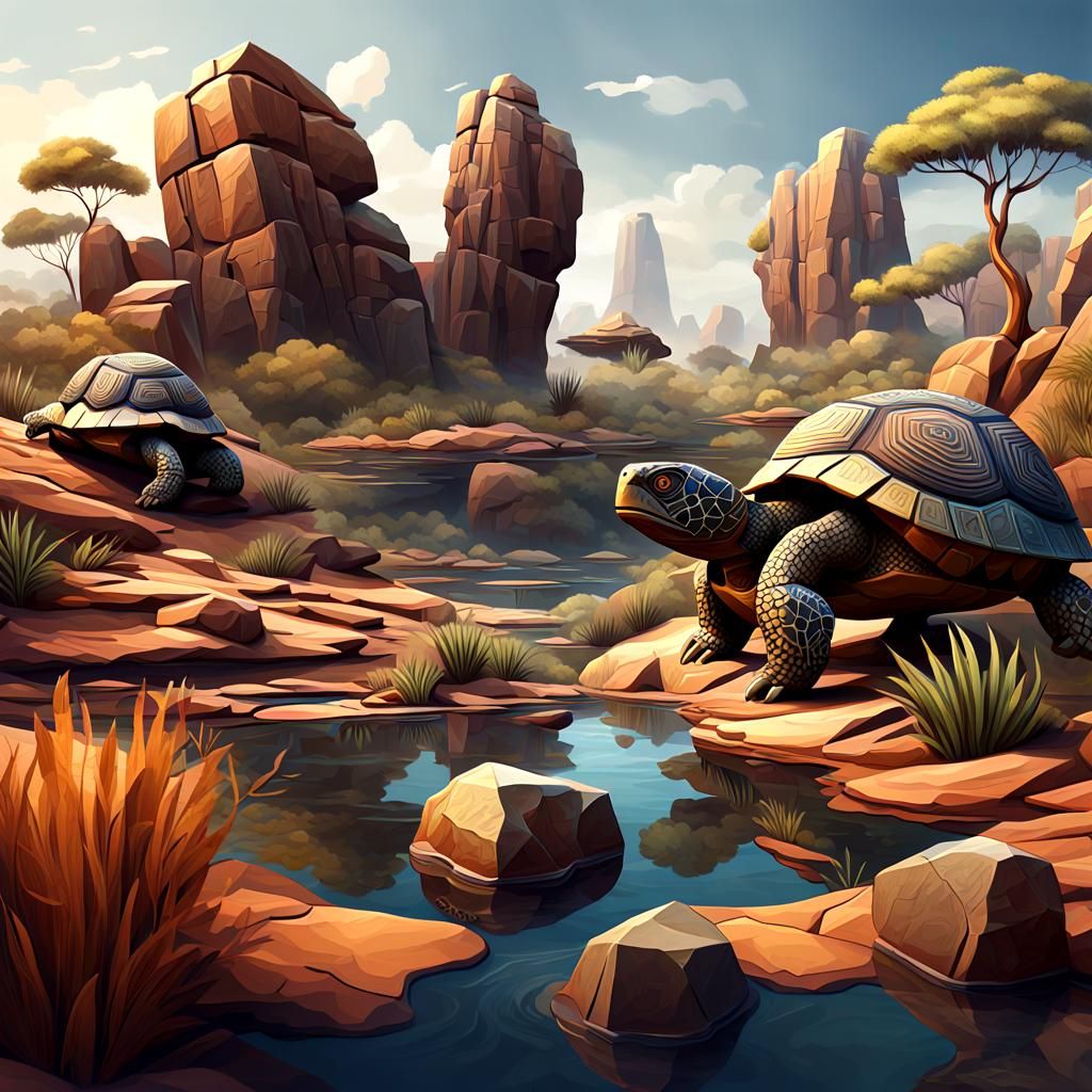 Aboriginal Landscape in Cubism Style