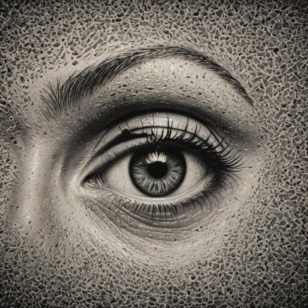 Detailed Stippling Drawing of an Eye