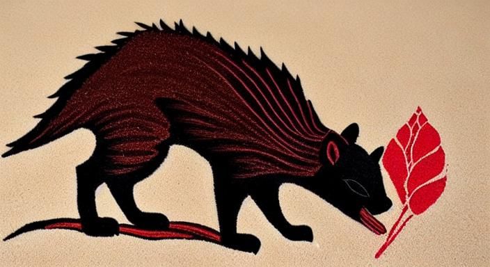Detailed Sand Painting of Tasmanian Devil