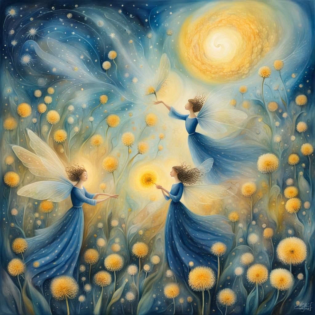 Fairies Making Wishes in Surreal Dreamscape