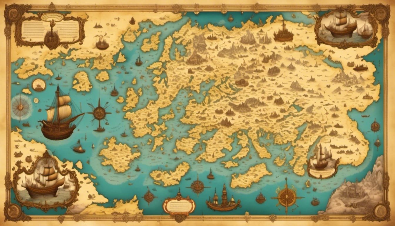 Vintage Parchment Map of Mediterranean Archipelago