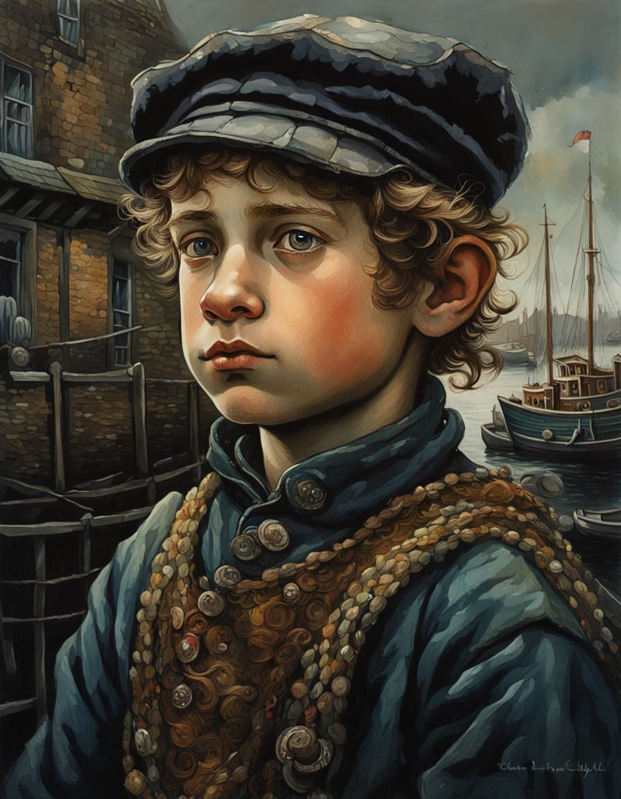 Young Whitby Fisherman Portrait in Hyperrealistic Style