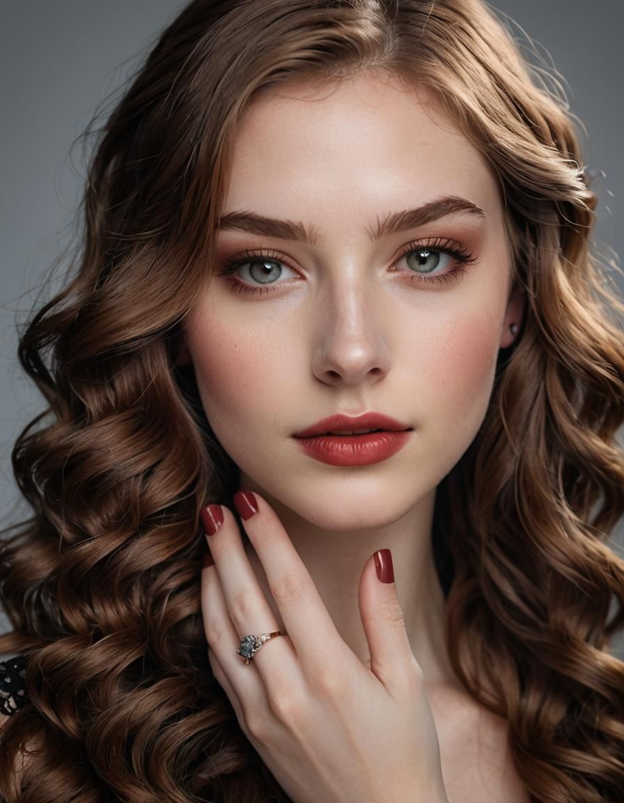 Portrait of a Beautiful Girl with Chestnut Hair