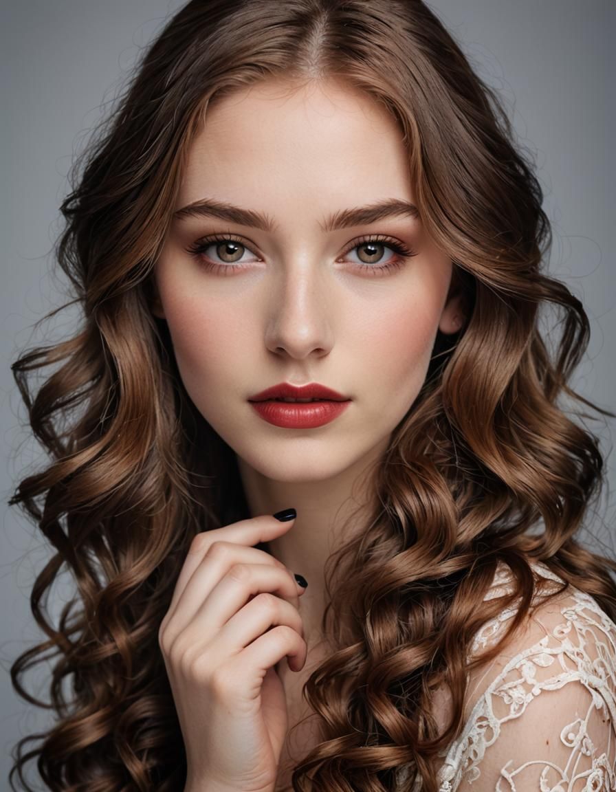 Portrait of a Beautiful Girl with Chestnut Hair
