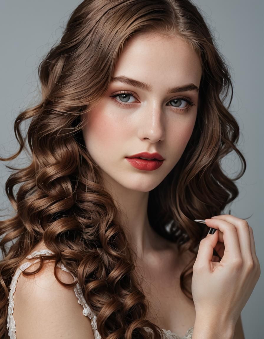 Portrait of a Beautiful Girl with Chestnut Hair