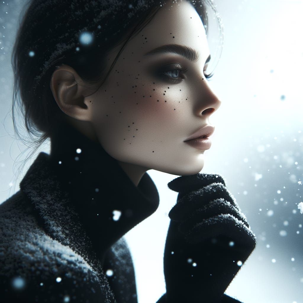 Mysterious Winter Portrait in Photo-Realistic Style