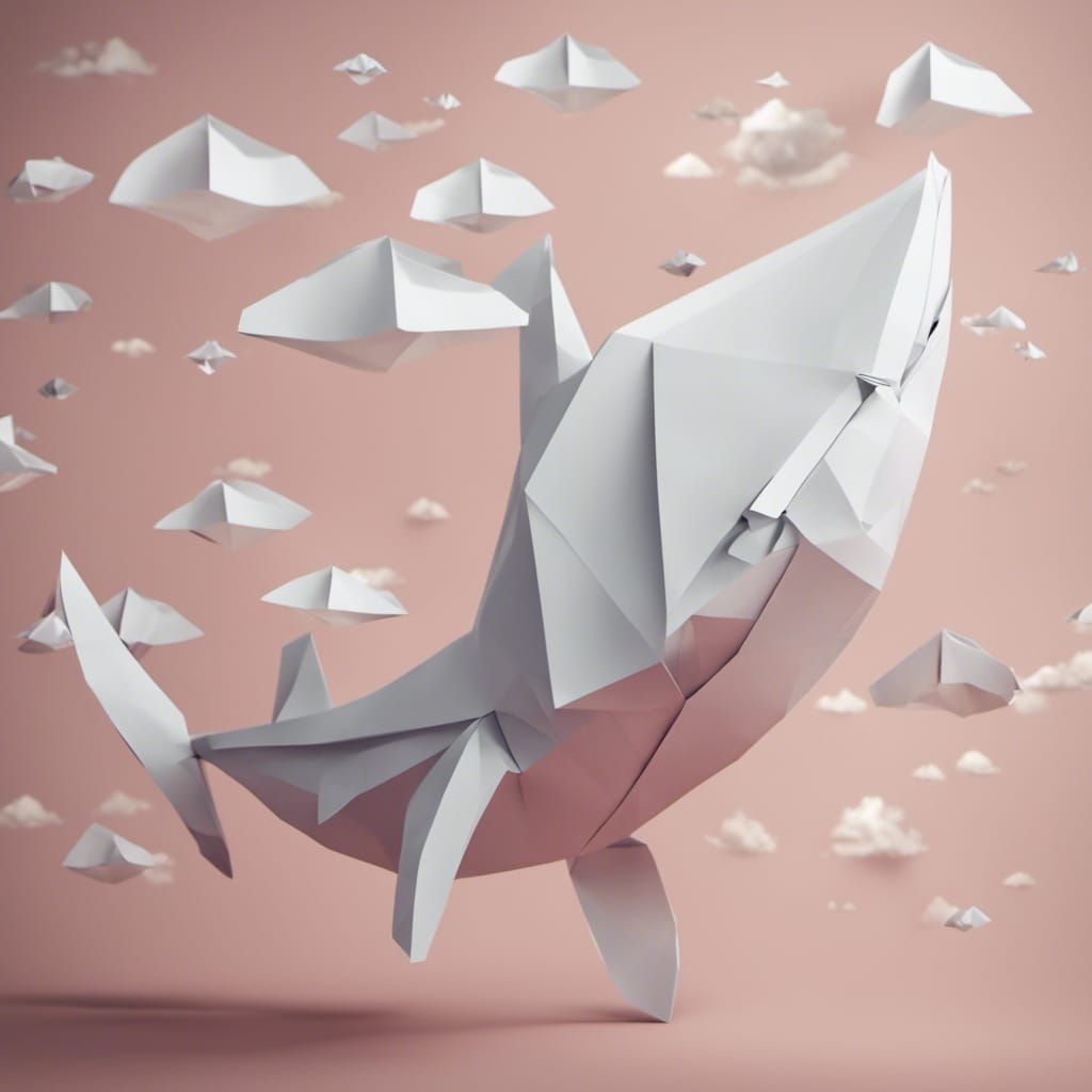 Flying Whale Origami Papercraft