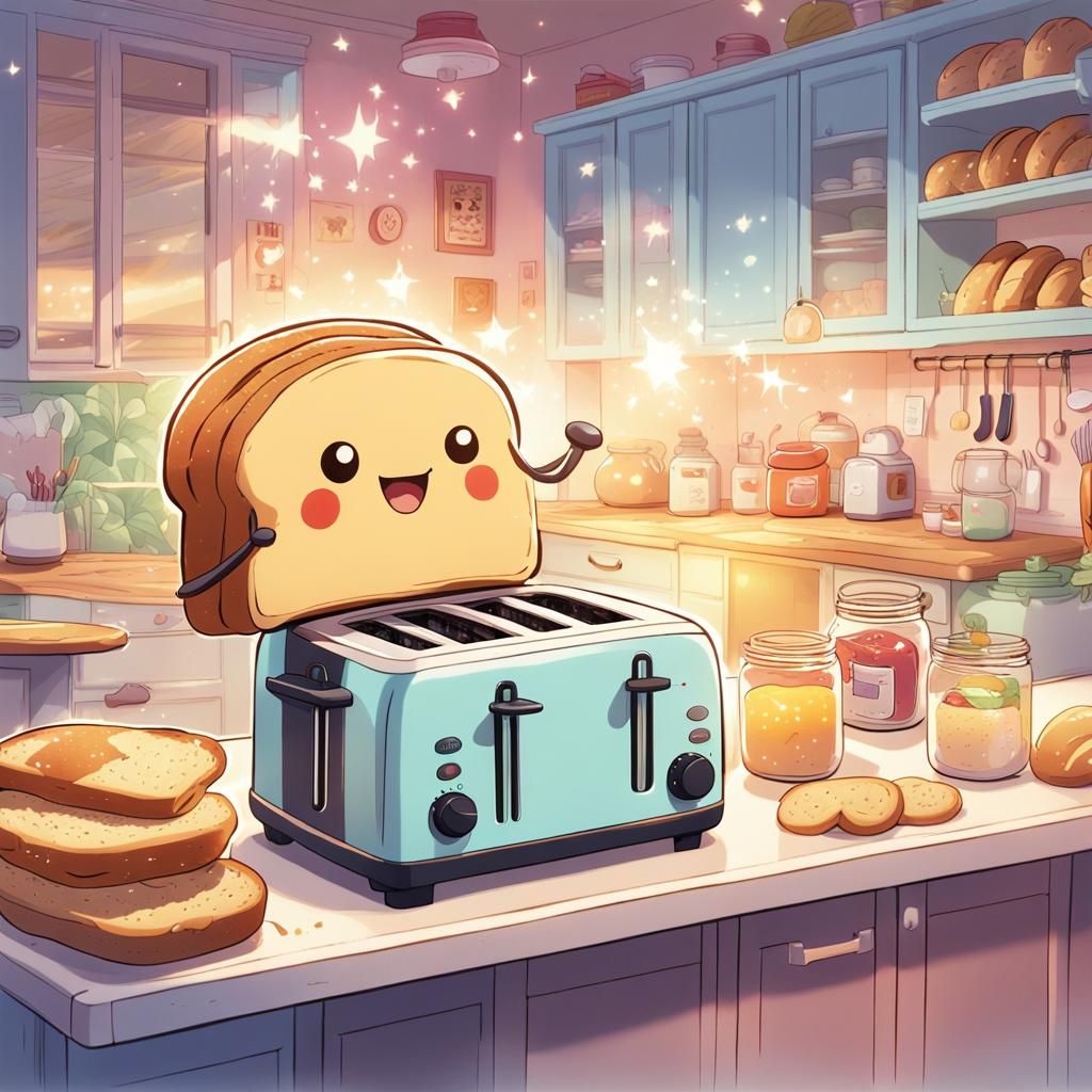 Anime Toaster and Bread Discussing a Plan