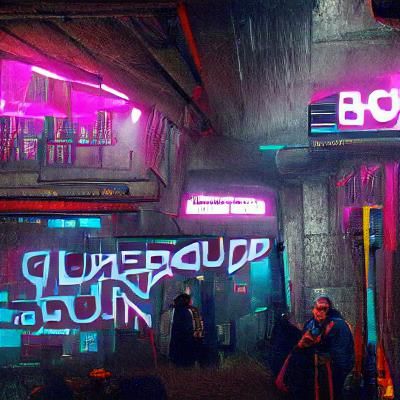 Cyberpunk Underground Music Club in Neon Style