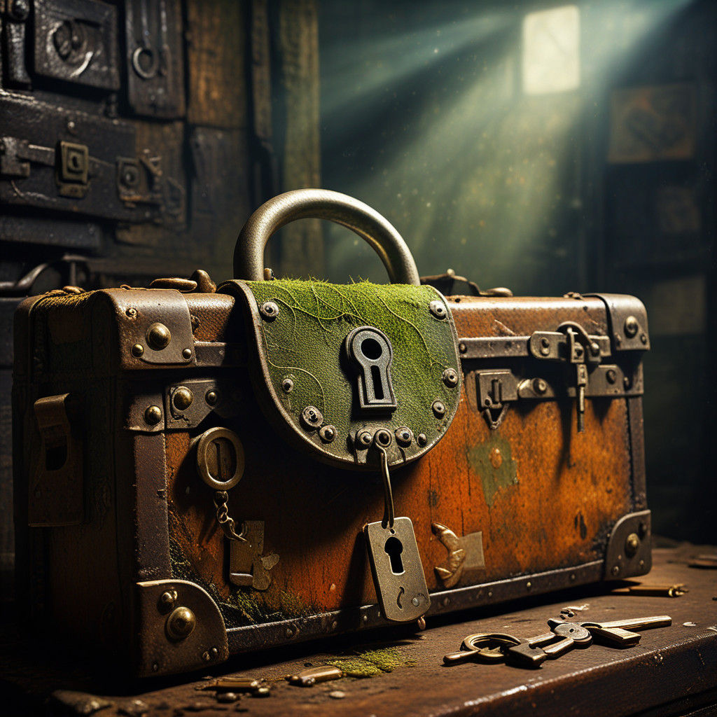 Magical Oil Painting of Worn Briefcase