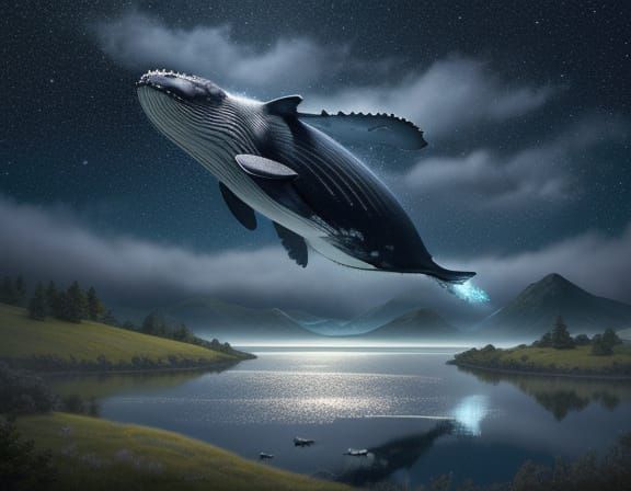 Celestial Whale in Ethereal Digital Painting Style