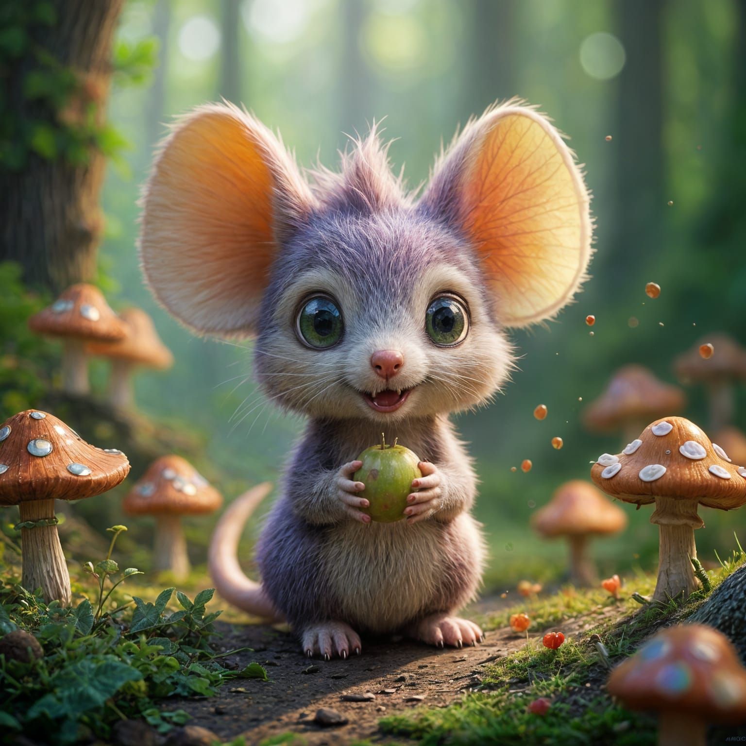 Adorable Grape Mouse Portrait in Fantasycore Style