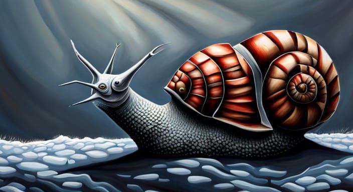 Surreal Snail of Death Acrylic Painting